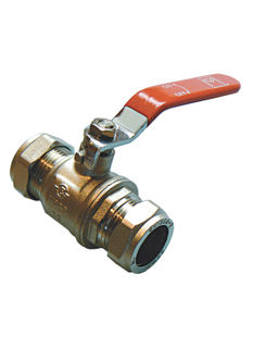 Picture of QLC red lever ball valve PN25 42mm CxC