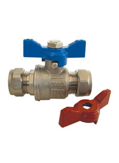 Picture of T-bar valve 15mm red and blue handles