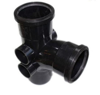 Picture of 110Mm 92.5° Double Socket Soil Branch Pushfit Black