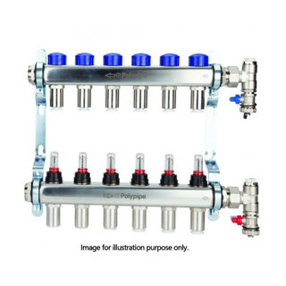 Picture of Polyplumb  15mm Stainless Steel 6 Port UFH Manifold