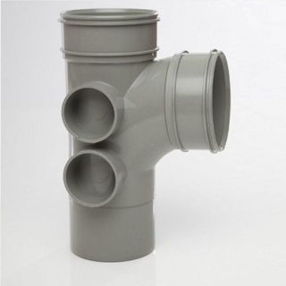 Picture of 110mm 92.5° Double Socket Tee Solvent Grey