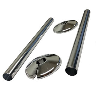 Picture of Talon 2 X 200mm lengths of SNAPPIT 15mm Chrome effect cover & "2 x 18mm Chrome effect Pipe Collars "
